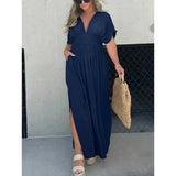 Tara | Maxikleid mit V-Ausschnitt – Marineblau
