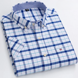 Petersen – Klassisches Baumwoll Hemd Mit Muster – Weiß-Blau