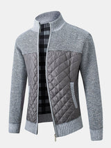Herren Strickjacke | Karomuster und Frontverschluss – Hellgrau