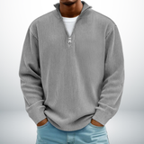 Snovia™ – Hochwertiger Herrenpullover mit Halbreißverschluss – Grau