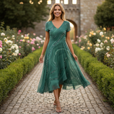 Eliana - Stilvolles Kleid mit V-Ausschnitt – Grün