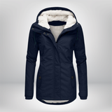 Winterjacke Damen mit Kapuze | Gefütterte Übergangsjacke – Blau