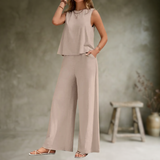 Alizeh - Elegantes ärmelloses Zweiteiliges Set – Beige