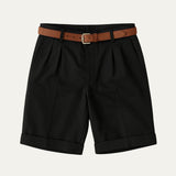 Oliver | Aufgeschlagener Saum Knielang Chinoshorts – Schwarz