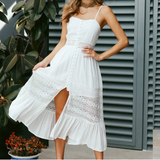 Damen Weiß Ärmellos Midi Sommerkleid – Weiß
