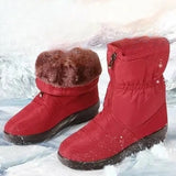 Afonia – Wasserabweisende Schneestiefel Mit Reißverschluss – Rot