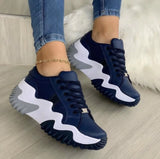 Kasia - Orthopädische Leder‑Sneaker mit Patchwork – Blau