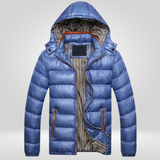 Herren Mantel gepolstert | Kapuzenform mit geschlossener Silhouette – Blau