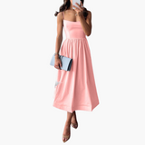 Geblümtes A-Linien Midikleid für Damen – Elegantes Sommerkleid – Rosa