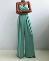Zorya – Eleganter Ärmelloser Jumpsuit mit weitem Bein – Grün