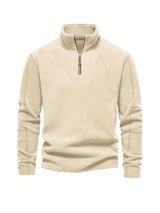 Cordpullover mit halbem reißverschluss – Khaki-Farbe