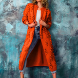 Damenmantel aus gestrickter  -ROWOHT – Orange