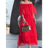 Mabeline - Geschichtetes Breeze Kleid – Rot
