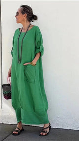 Leonore - Luftiges Oversized Kleid – Grün