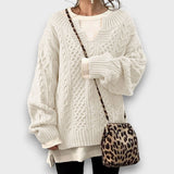 Marielle – Strickpullover mit V-Ausschnitt – Weiß
