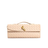 Geflochtene Damen Clutch aus Echtleder – Elegant & Vielseitig – Apricot