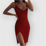 Hera | Modernes schickes Kleid – Weinrot