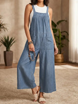 Solmira | Lässiger Denim-Jumpsuit mit Trägern – Hellblau