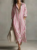 Xanthe - luftiges Maxikleid aus Leinen – Pink