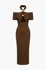 Sophia | Figurbetontes Bodycon Abendkleid mit kunstvollem Knoten-Design – Braun