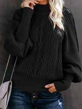 Tinsley – Lässiger Langarm Strickpullover – Schwarz