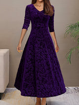 Anny™ - Elegantes Festkleid aus Samt mit V-Ausschnitt – Lila
