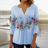 Devika - Bluse mit Floralprint – Blau