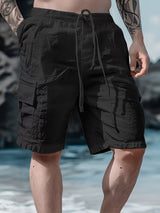 Raekwon – Leinen-Shorts Mit Elastischem Bund Und Kordelzug – Schwarz