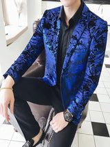 Stilvoller und eleganter Herrenblazer im Barockmuster – Blau