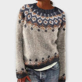 Fiona | Warmer Strickpullover mit Muster – Beige