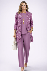Pauline | Elegantes 3-teiliges Casual-Set – Lila