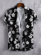 Tropisches 3D-Blumen-Hawaii-Hemd – Stil und Komfort in einem – Schwarz Weiß