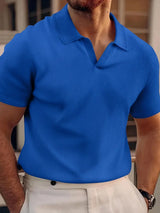 Carl - Klassisches Waffelpolohemd für Herren – Blau
