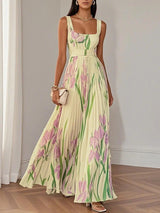 Liviana | Plissiertes Maxi-Kleid – Gelb
