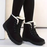 Winterschuhe Damen | Knöchelhoch Mit Schnürverschluss – Schwarz