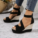 Oriane – Elegante Keilsandalen im Espadrille-Stil – Schwarz
