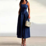Valeria - Midikleid mit Korsett – Blau