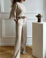 Damen Set | Zweiteilige Ausführung mit Oberteil und Unterteil – Beige