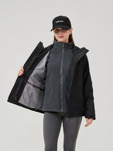 Damen Winter Skijacke | Outdoor mit Kapuze – Schwarz