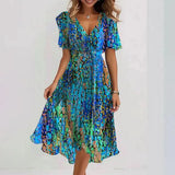 Sichelle – Luftiges Chiffonkleid mit Print – Blau