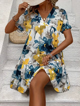 Evandria – Luftiges Minikleid mit Blumenmuster – Blau