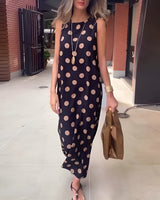 Roxane | Maxi-Playsuit mit Tupfen und Schlitz – Schwarz