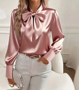 Kanikka – Satin Bluse Mit Schleife – Rosa