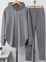 Berenika – Lässiges Kapuzen Top And Leggings – Grau