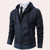 Kekoa – stylische strickjacke mit kapuze für herren – Dunkelblau