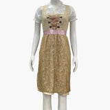 Traditionelles Midi Dirndl kleid für Damen - Oktoberfest 2025 – Beige/Creme