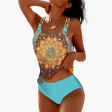 Dam Tankini Bikini Set – Bohemian Stil für Strand und Pool – Blau