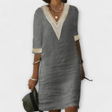 Emelia - Kleid aus Baumwolle und Leinen – Grau