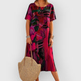 Blanca | ELEGANT ABSTRAKTES KLEID – Rot