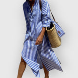 Cristiana | Bequemes, gestreiftes Maxikleid – Blau